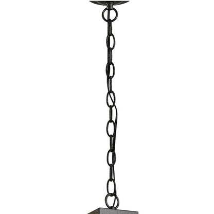 Czarna wisząca latarnia z prostokątnymi panelami szklanymi